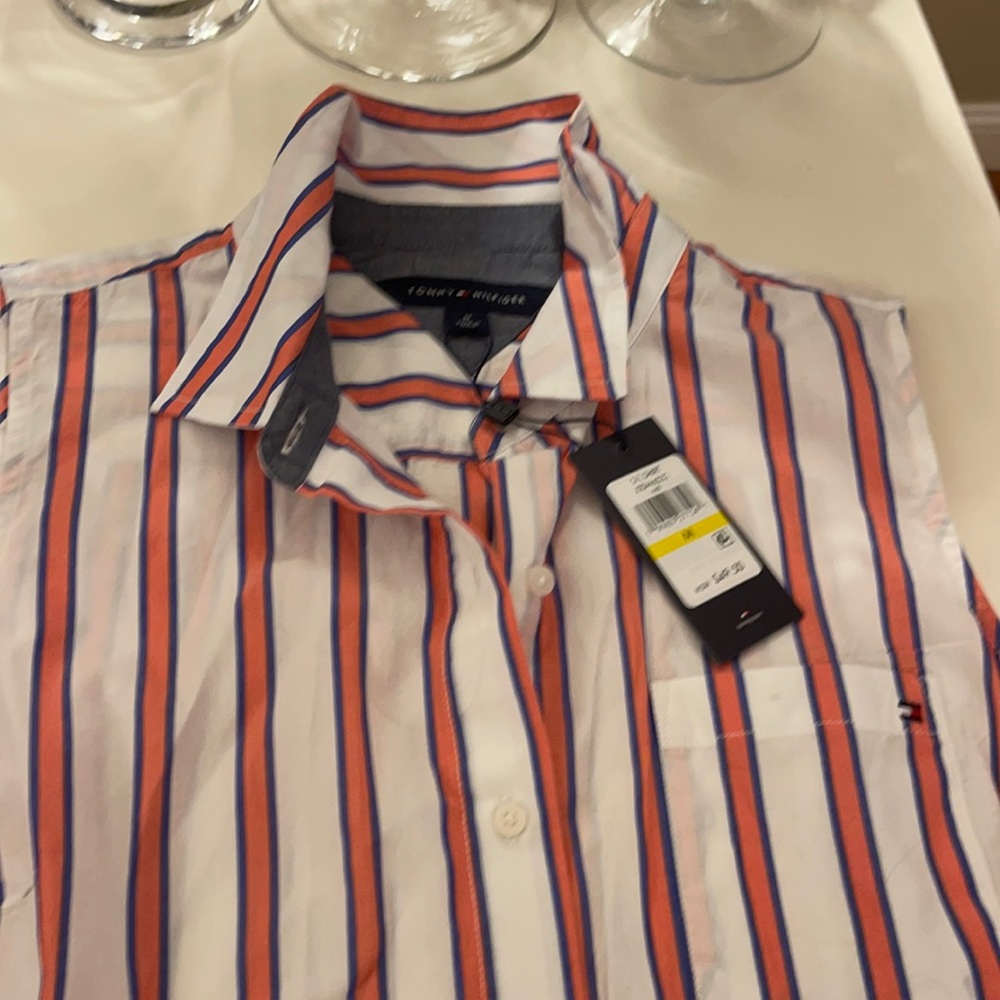 Coral/blue and whit sleeveless top Tommy Hilfiger